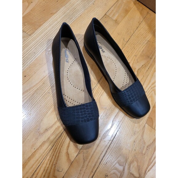 Trotters Women's Flats Super Soft Vegan Leather / Croco Print Black Size 9.5 M - Picture 1 of 8